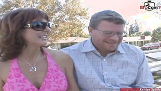 Dark Hair mom enjoy the long penis infront of her hubby
