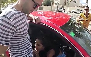 Ria rodriguez pulled albertos cock out of his jeans and shoved in her mouth