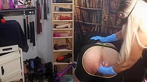Blondie Fucks Him Using Mr Hankeys Sex Machine Fat Dildo