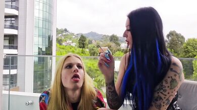 Smoking fetish. Human ashtray for Dominatrix Nika