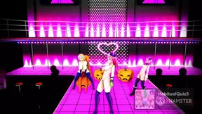 Public outdoor 3D cartoon dance turns into a sexy fap session