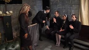 Jasmine Black And Antonia Deona Get Fucked By Priests In The Pews