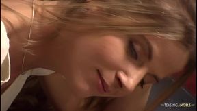 Bratty blonde fantasizes about being a stripper that gets dicked down by the handsome customer