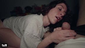 Amateur GF gives a sloppy oral to giant white member