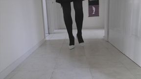 High Heel Walking and Playing in White Stiletto Pumps