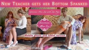 New Teacher gets her Bottom Spanked Governess Miss Zee with Zoe Page - mobile and tablet friendly version