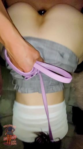 Doggy Style on a Leash for Slut Lady Oops and Cumshot