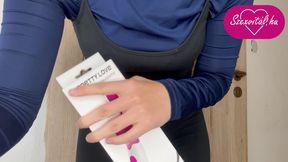 My stepsister  is showing me the vibrator he&#039;s going to try in the bathroom.
