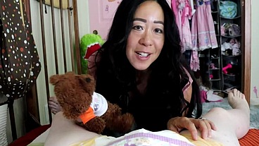 Transgirl Rita gets spanked and diapered by step-mom