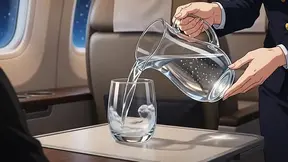 Aroused flight attendants provide unexpected T&A during a quiet night of