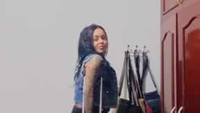 Amputee SBK girl super sexy crutching in pantyhose and high heel