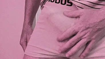 Horny flatmate caught playing with his big thick cock in undies, then takes it out