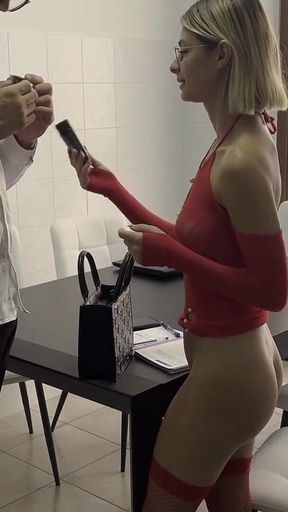 Secretary Masturbates at Work but Is Seen by Her Boss