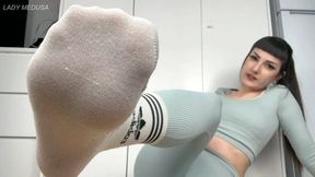 Pathetic white socks smelling loser