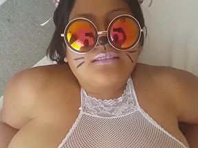 Little kitty drinks all her milk