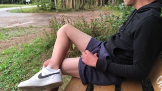 Almost got caught jerking off in public by a cyclist!