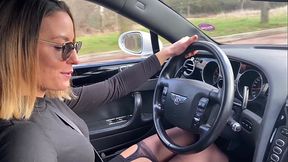 Amateur babe gives a sultry solo performance by her fancy car