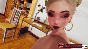 Blowjob by Elf Princess Diana - Handjob Service for Big Dick, Wall Irrumatio Mouth Fuck and Cumshot 3D Hentai
