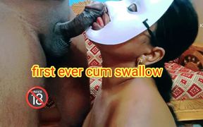 Tamil Girlfriend Gave a Very Closeup Blow and First Ever Mouth Cum Swallow Surprise for Her Bestie with Tamil Talk