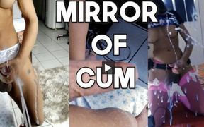 Torrent of cum on the mirror