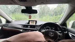 A friend's delicious ass helps you relax in the car on a rainy day