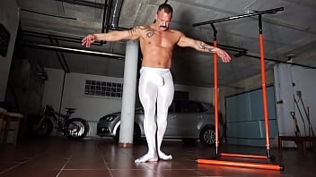 muscle man gets hard in ballet tights