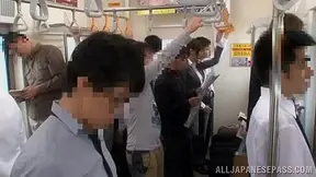 Naughty Japanese teen 18+ has sex on the train