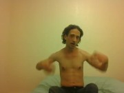 Topless Transgirl Trying to Rotate Arms 360°