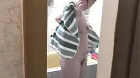 Perverted husband watches as innocent girl showers; matures excitedly