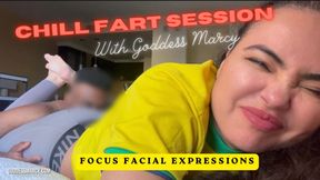 Chill Fart Session Laying down on Stomach, Focus Facial Expressions - Ft Goddess Marcy