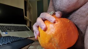 Fucking a pumpkin with my dick for dinner