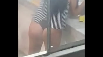 My sexy northern Peruvian Milf neighbor, washing and flirting wearing her sexy fine lingerie of her favorite color black, shaking her beautiful and exuberant buttocks and hips.