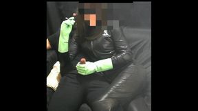 Wife in Leather and Rubber Gloves Jerking Me