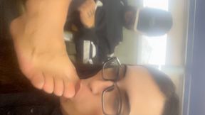 Gustav makes me worship his feet and pee on my face in public