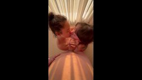 POV 2 girls 1 cock and a very sloppy blow job