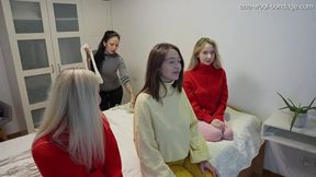 THREE GIRLS IN TIGHTS IN A ROW