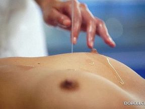 Wet lesbian massage for Christen Courtney