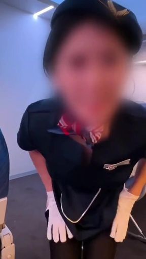 Flight attendant Service Sex. Her blowjob and creampie pussy offered in lieu of a meal(#386)   Clip 3