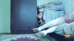 Cute Sissy Wearing Bunny Ears in Fluffy Robe