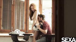 ”Mesmerizing redhead rides her lover's rigid dick to intense orgasms”