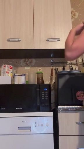So Horny That Masturbate Whole Cooking and corn fuck   Clip 1