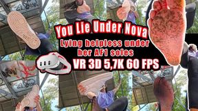 VR 3D 5,7k - You Lie Helpless Under the Soles of the Ultimate Goddess Nova – Nike Air 1 Crushing, Shoe Cleaning Mat, Sweaty Fishnet Socks Sniffing, Stinky Damp Feet Licking, Intense Foot Smelling & Cleaning POV in VR 5,7K