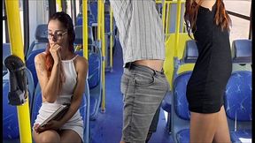 Real redhead gets ass exposed on public bus