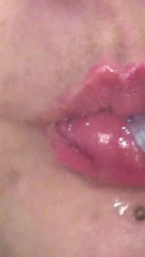 Deep Throat to a Super Long Strip of Blue Lights