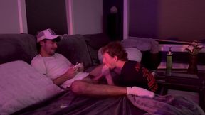 Gay guy sucks off his straight friend