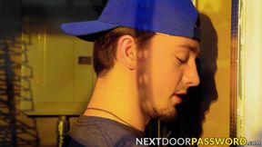 Jacob Acostas giant dick barely fits gloryhole and Masyn Thornes hole