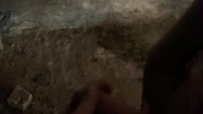 helping him pee in the street