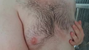 Chubby Moobs Soak in the Shower – Wet & Steamy Gay Amateur Scene