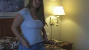 Fantastic young curvaceous girl on the bed strips on cam for the first time