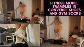 Goddess Sarah - Fitness Model TRAMPLES In Converse Shoes & SWEATY Gym Socks! - {SD}